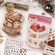 3D Sticker Scene [BBQ Shop & Dessert House Set] DIY Waterproof Landscape Decoration Journaling Scrap
