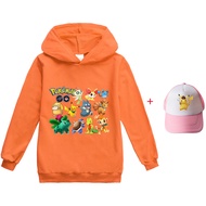 [In Stock] Pokémons Kids Clothing Children Hoodies Boys Girls Hoodies Cotton Blend Cartoon Girl's Autumn Fashion Long Sleeves Anime