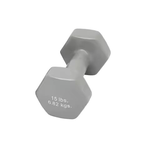 15lb Vinyl Coated Iron Dumbbell, Non-Slip Quiet Dumbbell for Home Gym, Floor Safe Strength Training