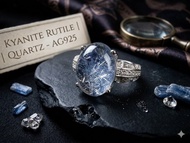 藍線石水晶- S 925純銀戒指