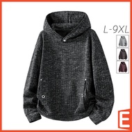 [L-9XL] Plus Size Hoodie Men Casual Hooded Long Sleeve Black Grey Red Brown Pullover Sweatshirt with