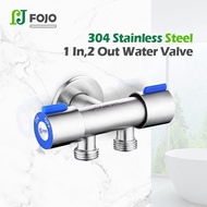 【FOJO】Official304 Stainless Steel Angle Valve 2 Way 1 2 Two Way Angle Valve 1/2" Angle Valve with Ring Cover for Faucet Toilet Set Valve Faucet 2 Way