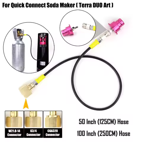 Quick Connect Soda Water Maker Terra DUO Art To External Co2 Bottle Adapter Hose Kit With W21.8-14 O