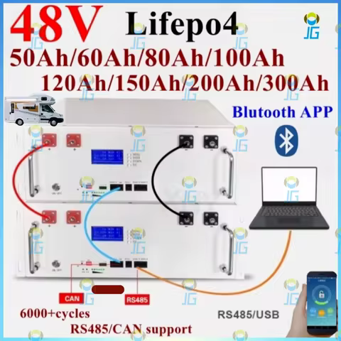 Aa+ 48V 51.2V 100Ah 200Ah 50Ah 60Ah 80Ah 120Ah 150Ah 300Ah 400Ah Lifepo4 Battery RS485 CAN RS232 for