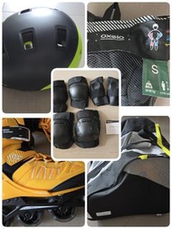 (全套)鞋頭盔連護膝護腕護肘Decathlon RS ILS FIT5JR 黃色兒童直排輪，頭盔，護膝護腕護踭
