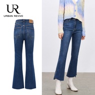 URBAN REVIVO Womens Luscious Curvy Bootcut hight-Rise Insta Stretch Juniors denim bell bottom trousers Jeans