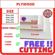 WHITE PLY WOOD-[18 mm thickness ](5-8length x 2wide)ft Multipurpose Plywood Timber| Panel Papan Kayu