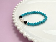 天然淡水珍珠 純銀 藍色綠松石 彈力 手鏈
