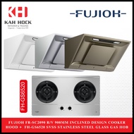 FUJIOH FR-SC2090 R/V 900MM INCLINED DESIGN COOKER HOOD + FH-GS6520 SVSS STAINLESS STEEL GAS HOB BUND