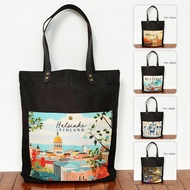 Black Canvas Tote bag Pocket By Finland Totebag Souvenir Finland
