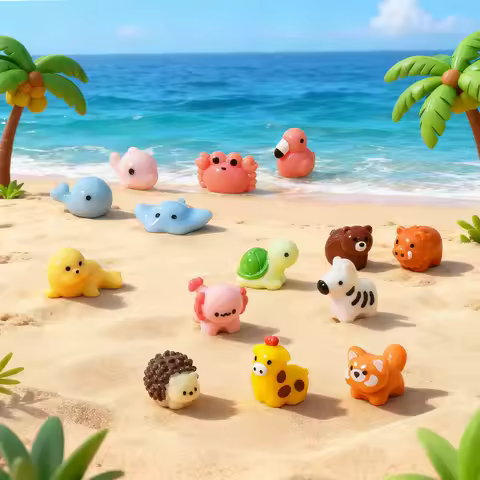 10-100pcs Creative Resin Animals Turtle Hippo Crab Fish Figurine Micro Landscape Ornaments Home Aqua