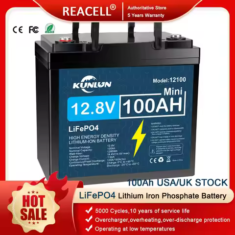 12.8V LiFePO4 Battery 120Ah/100Ah/60Ah/30Ah 12V Lithium Iron Phosphate Batteries Pack 5000 Cycles RV