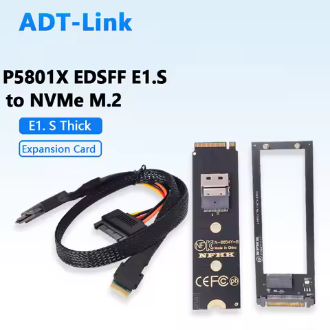 P5801X EDSFF E1. S Thick SSD To NVMe M.2 Expansion Adapter Card , SFF-8654 U2 0.5m for NVMe M.2 SSD 