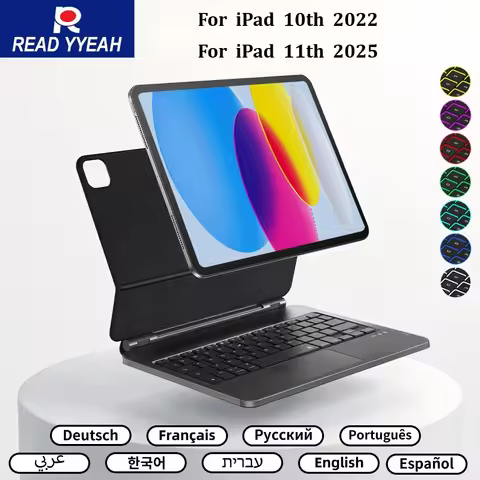 New Bluetooth Magic Keyboard Case For iPad 10th 2022 11th 2025 Wireless Backlit Tablet Case Spanish 