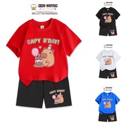 Bộ Cotton Trẻ Em CAPYBARA ART 4 Size 7-32kg 4 Màu Áo 95% Cotton 5% Spandex Quần Áo Cotton Cho Bé