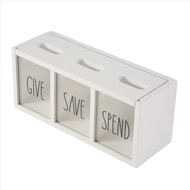 New Wooden Give Save Spend Money Saving Box for Kids Countertop Kid Piggy Bank for Daily Cash Wall-M