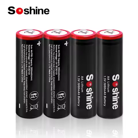 Soshine AA 1.5V Lithium Battery 1.5 Volt 3000mAh Batteries Non-Rechargeable Li-ion Battery for Flash