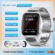 2024 Non-invasive Blood Glucose ECG+PTT Smart Watch Men Screen Blood Pressure Oxygen Body Temperature Smartwatch 60+Dials Clock