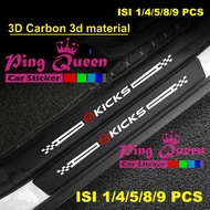 1 set of 9pcs cutting sticker sillplate carbon 3d car nissan kicks sticker carbon kicks