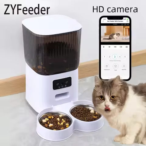 5L Pet Feeder with Camera Automatic Cat Feeder Smart Dog Food Dispenser WiFi Timing Quantitative Sta