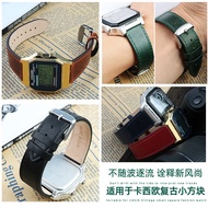 Modified Retro Genuine Leather Watch Strap Adapt to Casio Small Square Watch A159W-N1 AE-1200WHD A16