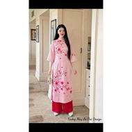 Extremely beautiful modern brocade ao dai set, lighthouse ao dai factory, all sizes ao dai vietnam a