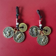 2025 New Style Brass Zodiac Three-in-6-in-6 Lucky Pendant Keychain20250923