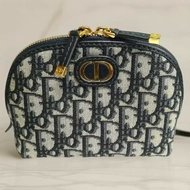 【LA LUNE】Christian Dior藍色老花30 Montaigne皮革包 中古包 化妝包 手拿