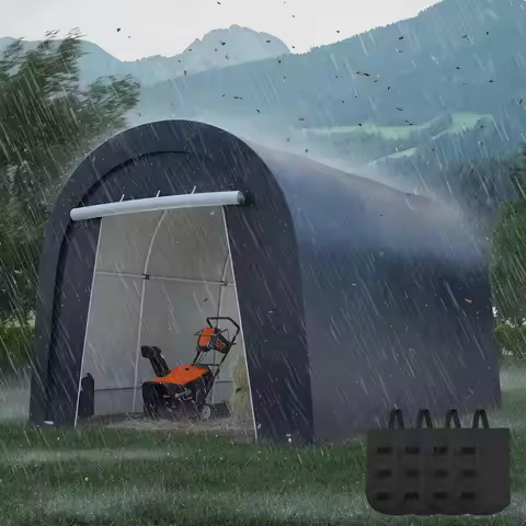 Heavy Duty Carport with 4 Cloth Bags, All-Weather Car Canopy with 2 Roll-up Doors, Portable Garage S