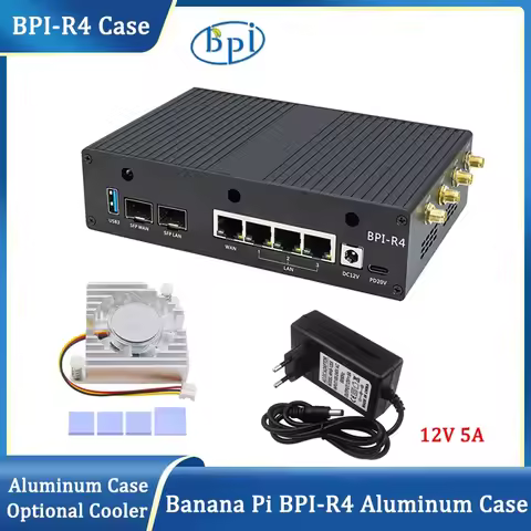 Banana Pi BPI-R4 Aluminum Case Metal Shell Optional Fan Power Supply For Banana Pi BPI-R4 Developmen