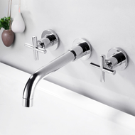 Bathtub Basin Mixer Tap Chrome Antique Brass Bathroom Sink Mixer Tap Faucet Wall Mounted 3 Pcs Black