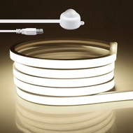 PIR Motion Sensor ไฟ LED Strip หลอดซิลิโคนในตัว COB แถบ LED ยืดหยุ่นโคมไฟนีออน USB 5V สําหรับบันไดห้