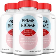 (3 Pack) Prime Biome Pills, Prime Biome All Natural Supplement Skin and Gut Probiotics Capsules, 3 M