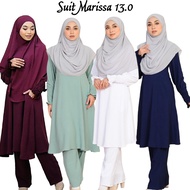 Muslimah Suit MARISSA 13.0 [FREE TUDUNG] Jubah Seluar Umrah Hitam Putih Blue Maroon Brown Mint