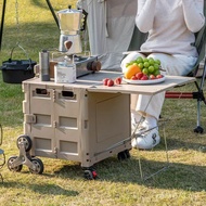 Camper Household Foldable Shopping Cart Trolley Camper Outdoor with Table Board Picnic Car Storage B