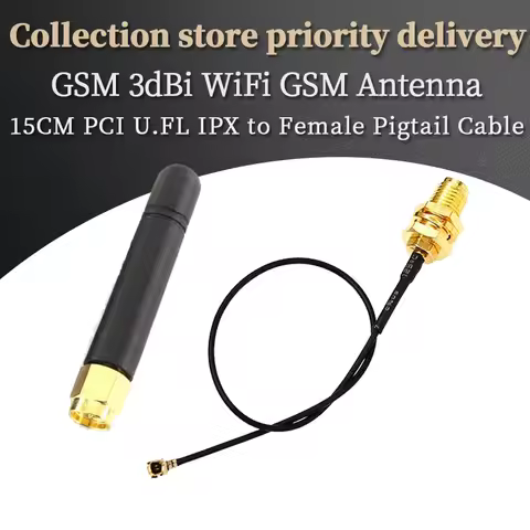 GSM 3dBi WiFi GSM Antenna Aerial SMA Female wireless router+ 15CM PCI U.FL IPX to Female Pigtail Cab