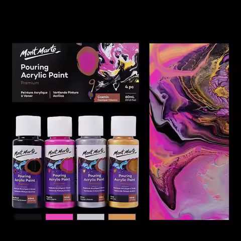 4 Bottles 60ML Pigment Acrylic Paint Set Fluid Marbling Paint Acrylic Pouring Medium Drawing Tool Fo