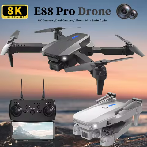 E88 Professional Wide Angle RC Dron HD 8K Camera Mode Foldable Helicopter Aircraft Quadcopter Drone