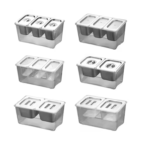 Chilled Condiment Server Tray with Containers Bar Fruit Caddy Commercial Jam Box for Milk Tea Shop B