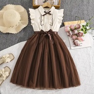 kids princess dress summer children's clothing short-sleeve party retro dress for girl 10-11-12 year