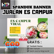 SPANDUK JUALAN MINUMAN ES CAMPUR | CETAK BANNER JUALAN MINUM KEKINIAN