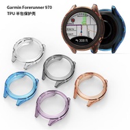Garmin Forerunner 970 Case Clear TPU Material And Leather Pattern Protection Shockproof Anti-Fall Fa