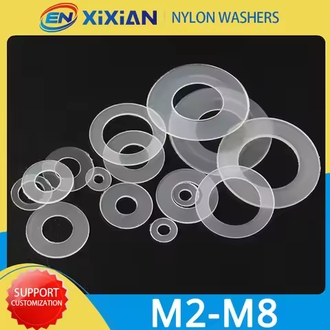 M2 M3 M4 M5 M6 M6.5 M8 Nylon Gasket Insulating Wear-Resistant Flat Washer White Round Plastic Hard P
