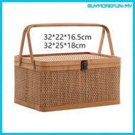 [BuymorefunMY] Bamboo Woven Basket Gift Wrapping Basket Picnic Basket for Tea Fruits Cake