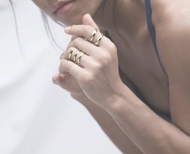 純銀黃金螺旋開口戒指 925寬版情侶戒指 漩渦螺旋戒指 純銀對戒