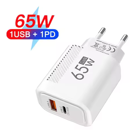 65W GaN Charger Plug USB PD Charger PD Type C Fast Charging Phone Adapter EU/US Plug for iPhone Sams