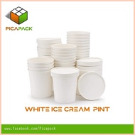 10pcs White Ice Cream Container Ice cream Tub Take-out tub Pint Size Eco-friendly Container w