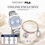 [SHOPEE EXCLUSIVE BUNDLE SET] FILA Jam Tangan Wanita Ladies Stainless Steel Quartz Watch 38-6719