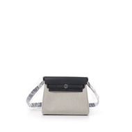 Hermès Ardoise Vache Hunter, Bleu Glacier and Ecru Toile Mini Herbag Zip 20 Palladium Hardware, 2024