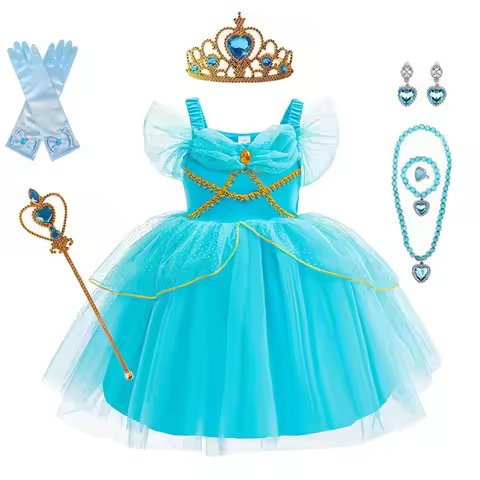 Princess Costume Accessories Set for Kids Girls Tiara Wand Gloves Necklace Earrings and Ring for Bir